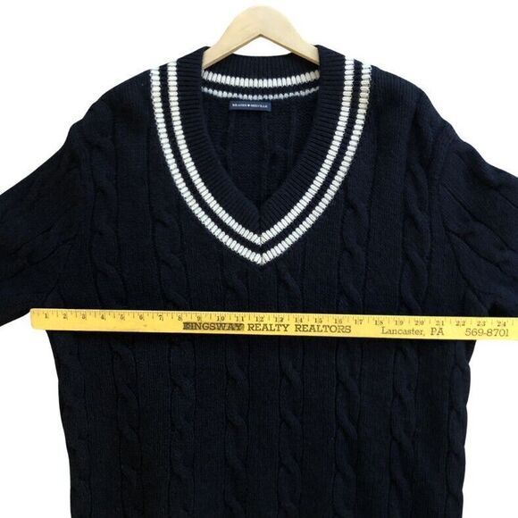 Brandy Melville Nikki Varsity Sweater OSFA Y2k Navy Wool V-Neck Oversized Preppy - Picture 8 of 12